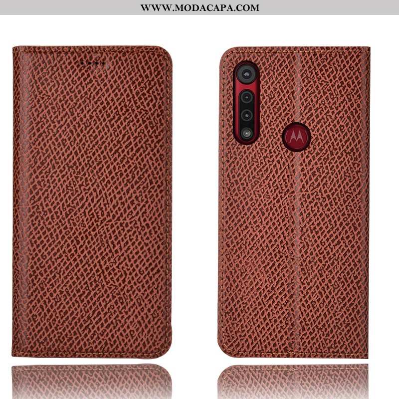 Capas Moto G8 Plus Protetoras Cover Azul Escuro Cases Malha Couro Genuíno Comprar