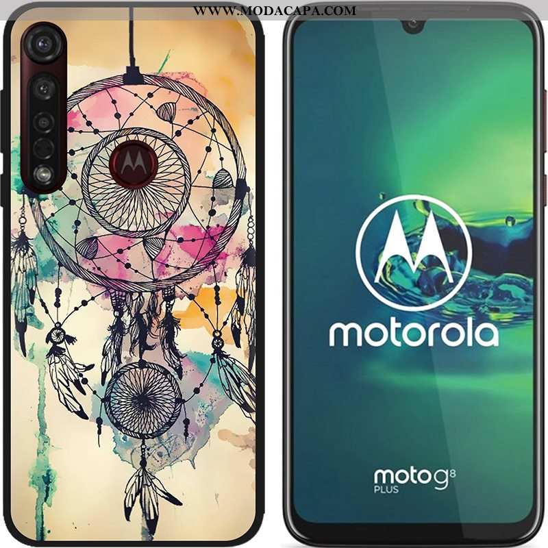 Capa Moto G8 Plus Soft Pintado Tecido Azul Telemóvel Fosco Criativas Online