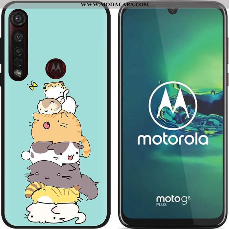 Capa Moto G8 Plus Soft Pintado Tecido Azul Telemóvel Fosco Criativas Online