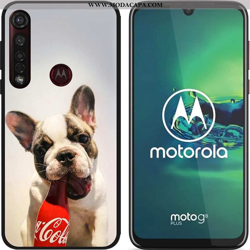 Capa Moto G8 Plus Soft Pintado Tecido Azul Telemóvel Fosco Criativas Online