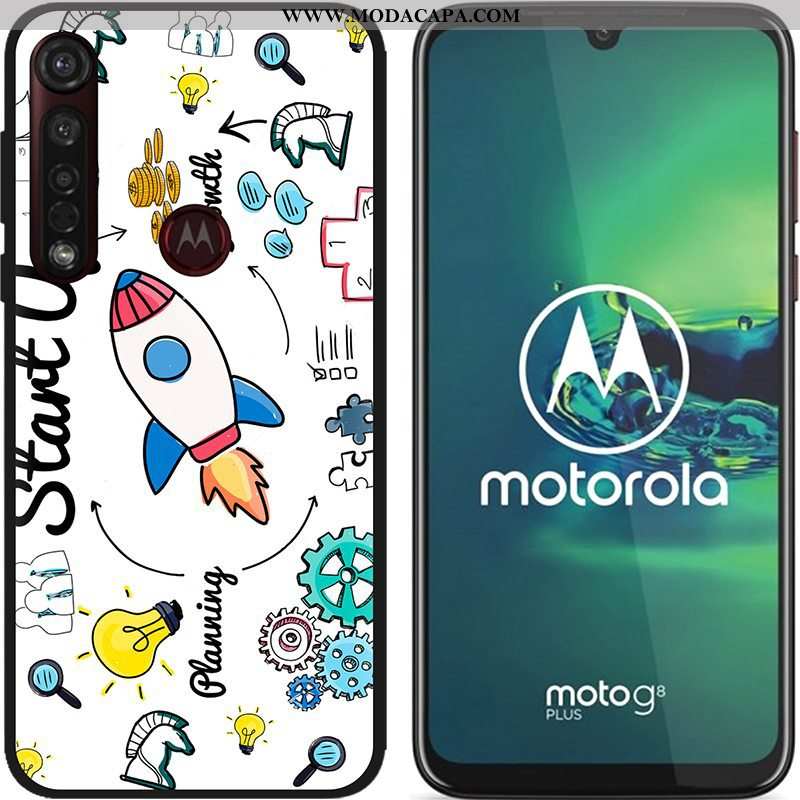 Capa Moto G8 Plus Soft Pintado Tecido Azul Telemóvel Fosco Criativas Online