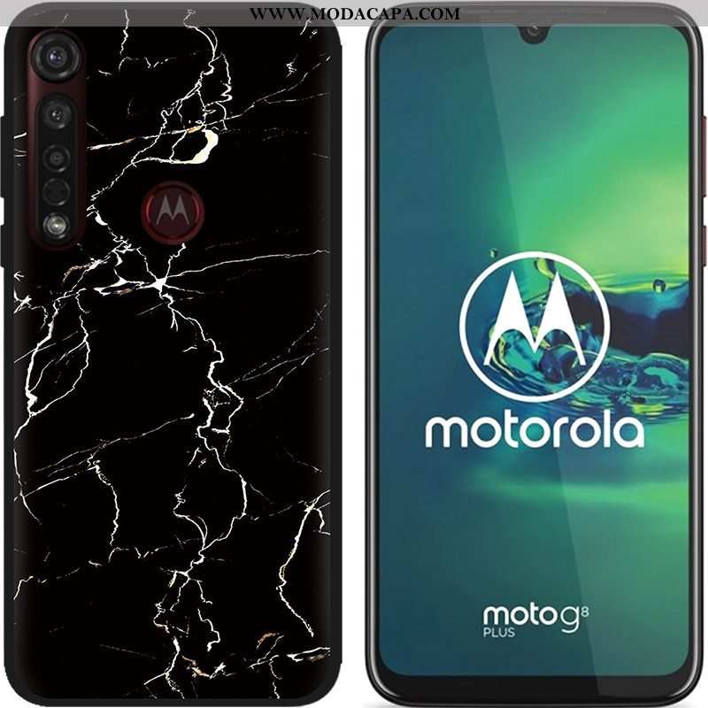 Capa Moto G8 Plus Soft Pintado Tecido Azul Telemóvel Fosco Criativas Online