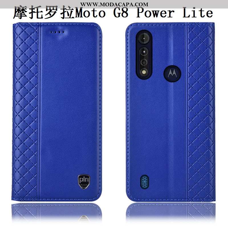 Capas Moto G8 Power Lite Couro Antiqueda Azul Telemóvel Legitimo Cases Online