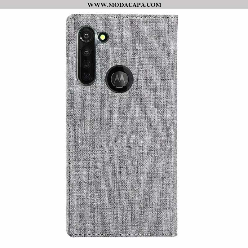 Capas Moto G8 Power Protetoras Couro Cover Tecido Cinza Telemóvel Online