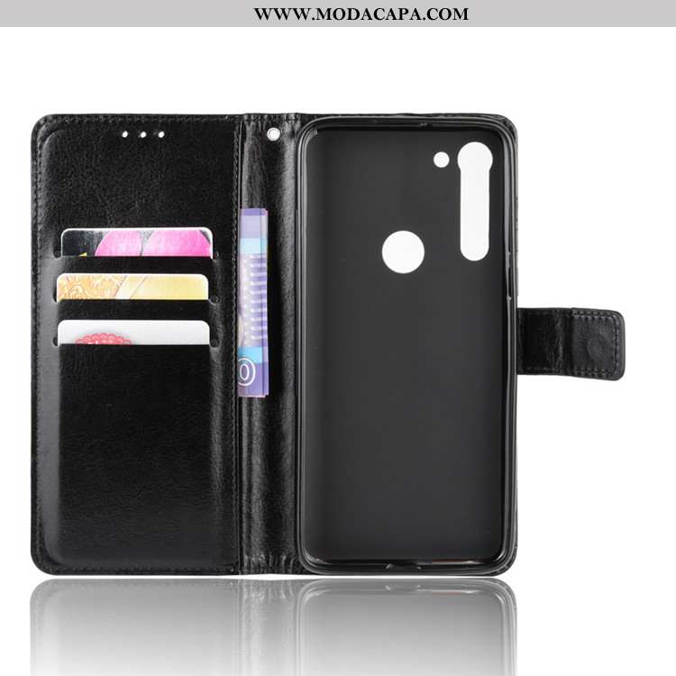 Capa Moto G8 Power Cordao Cases Preto Couro Protetoras Telemóvel Baratos