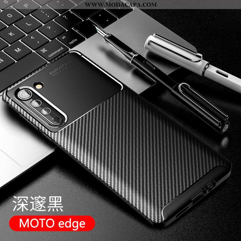 Capa Motorola Edge Fosco Preto Telemóvel Negócio Antiqueda Silicone Soft Online