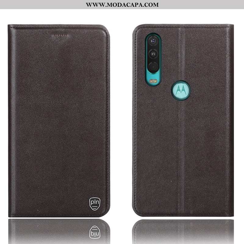 Capas Motorola One Action Protetoras Couro Genuíno 2020 Vermelho Antiqueda Telemóvel Cover Baratos