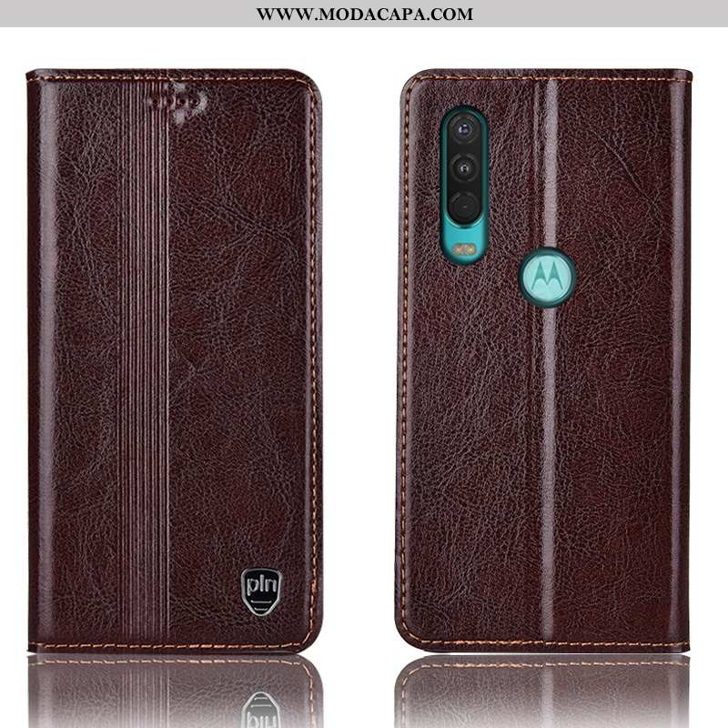 Capas Motorola One Action Protetoras Vermelho Completa Telemóvel Couro Genuíno Antiqueda Barato