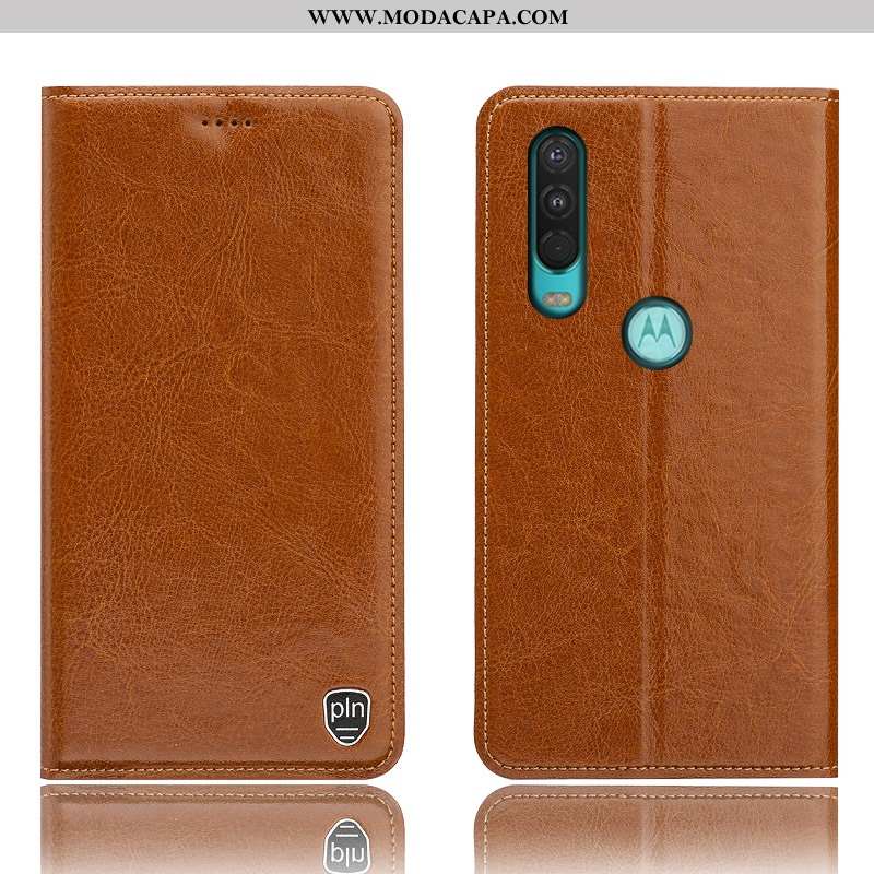 Capas Motorola One Action Couro Genuíno Antiqueda Cover Preto Protetoras Tigrada Telemóvel Promoção