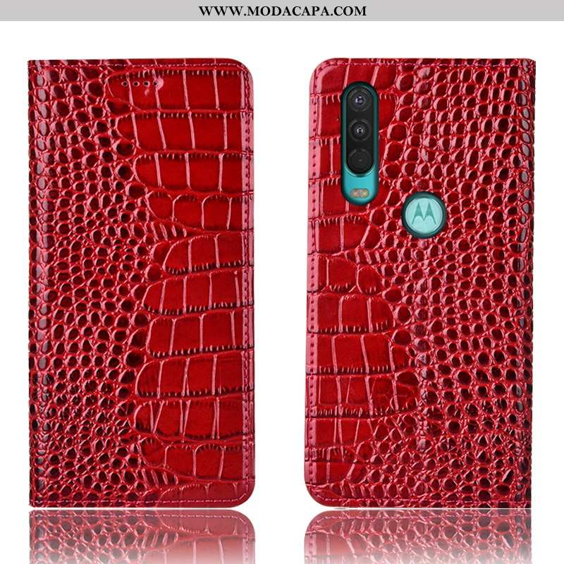 Capas Motorola One Action Couro Genuíno Marrom Antiqueda Completa Telemóvel Protetoras Online