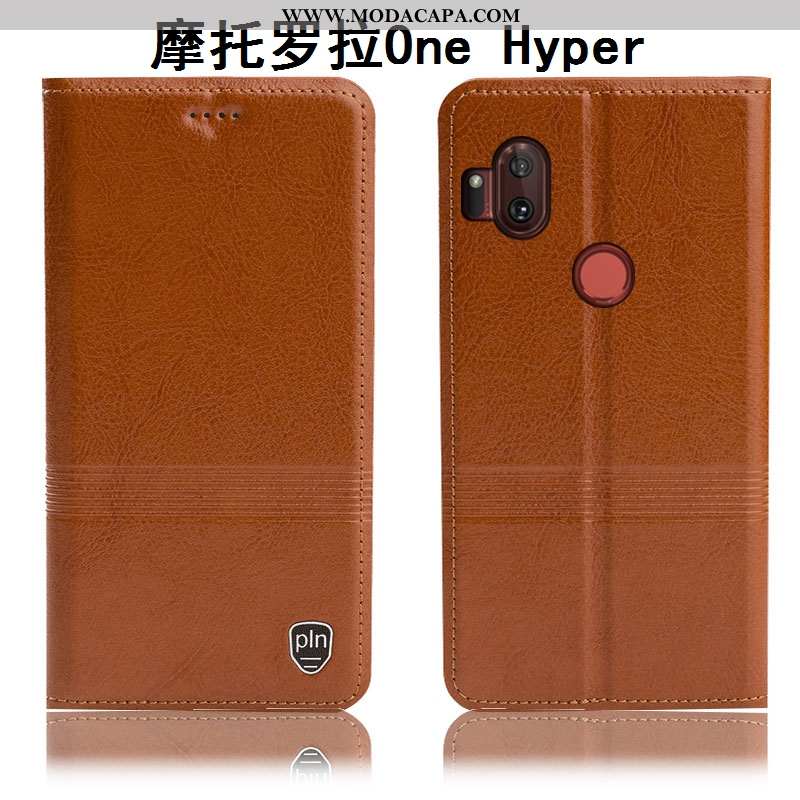 Capa Motorola One Hyper Couro Legitimo Antiqueda Marrom Protetoras Completa Capas Telemóvel Venda