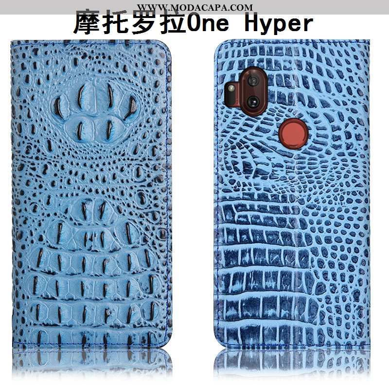 Capa Motorola One Hyper Couro Legitimo Crocs Protetoras Azul Cases Capas Telemóvel Online