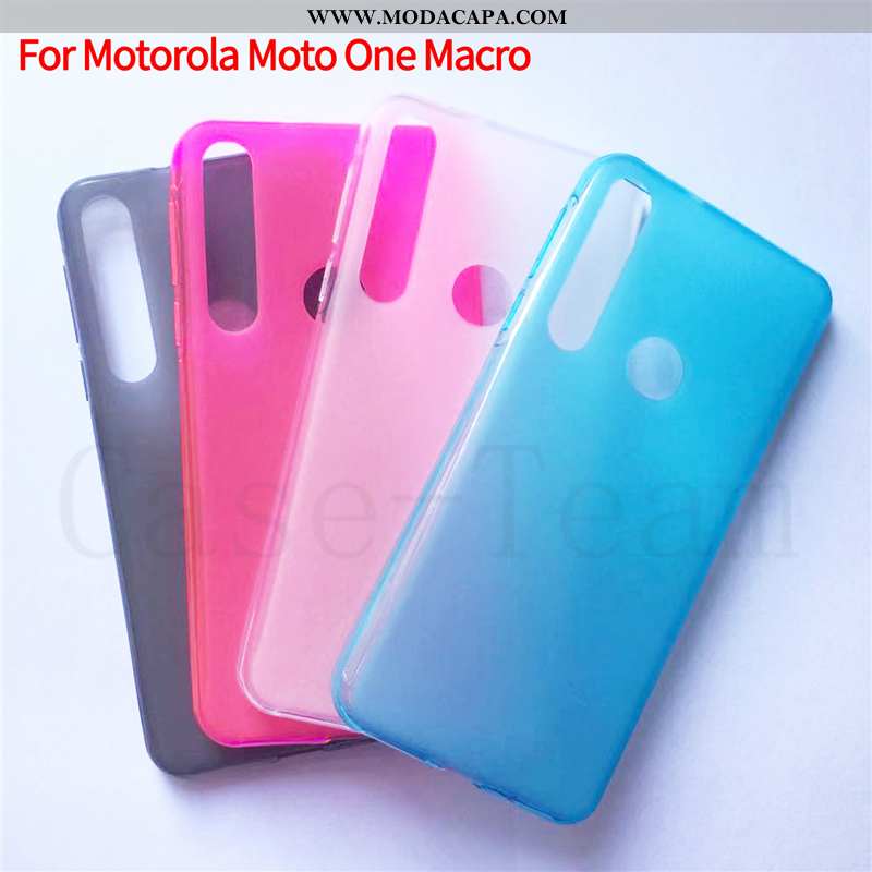 Capa Motorola One Macro Protetoras Cases Tecido Capas Telemóvel Azul Venda