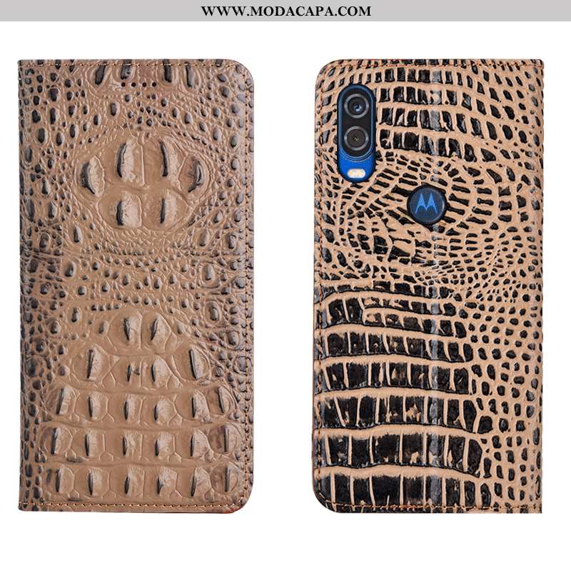 Capa Motorola One Vision Protetoras Telemóvel Marrom Cases Crocs Capas Cover Promoção