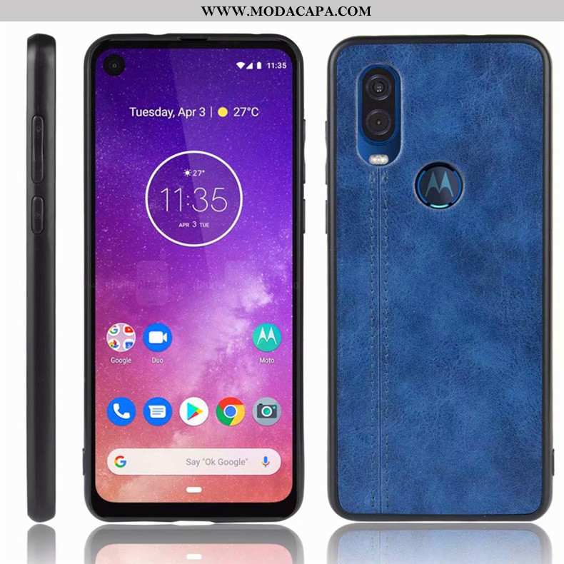 Capa Motorola One Vision Protetoras Completa Capas Telemóvel Azul Escuro Antiqueda Cases Baratos