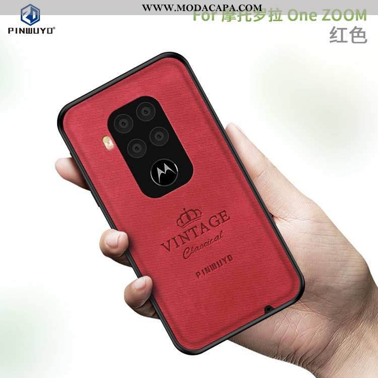 Capas Motorola One Zoom Slim Tecido Preto De Grau Super Fosco Baratos