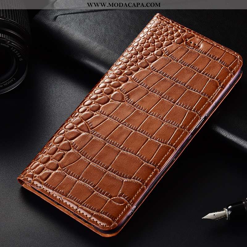 Capa Nokia 1 Plus Couro Genuíno Crocs Antiqueda Cases Telemóvel Azul Protetoras Comprar