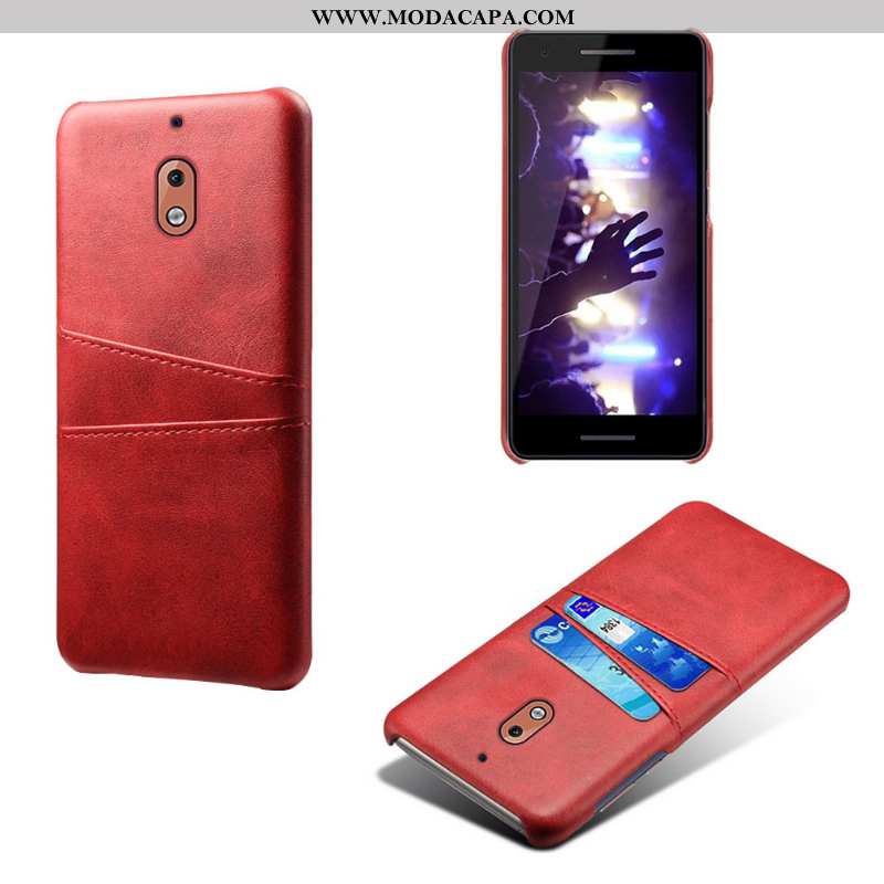 Capa Nokia 2.1 Couro Cinza Capas Personalizado Telemóvel Protetoras Cases Promoção