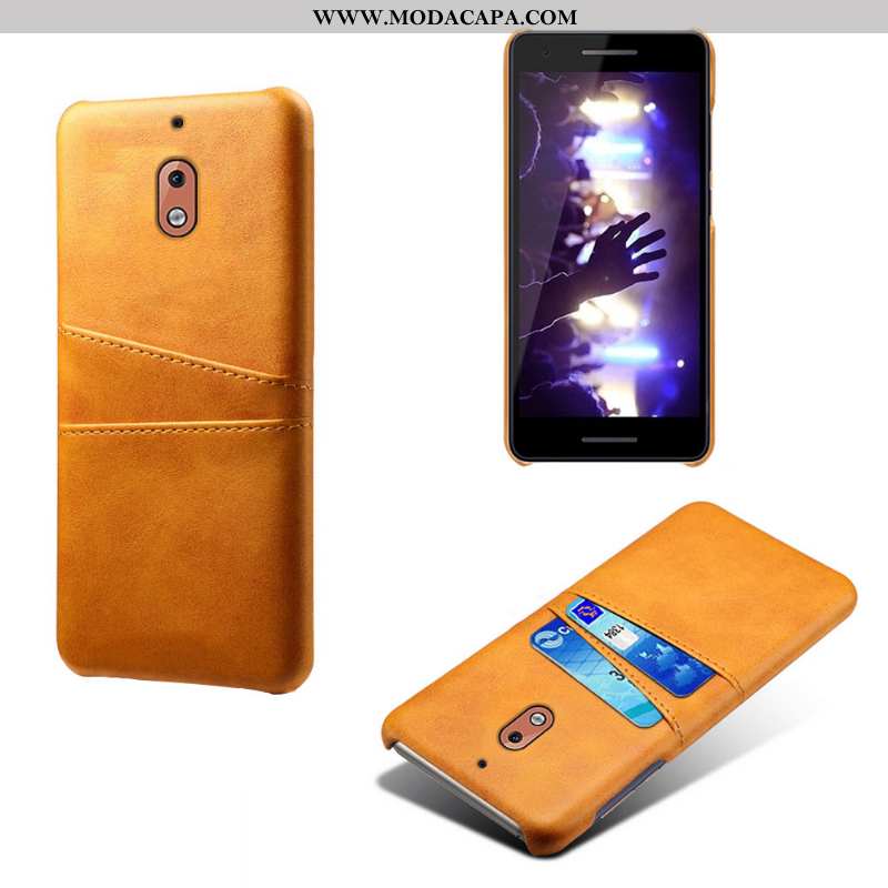 Capa Nokia 2.1 Couro Cinza Capas Personalizado Telemóvel Protetoras Cases Promoção