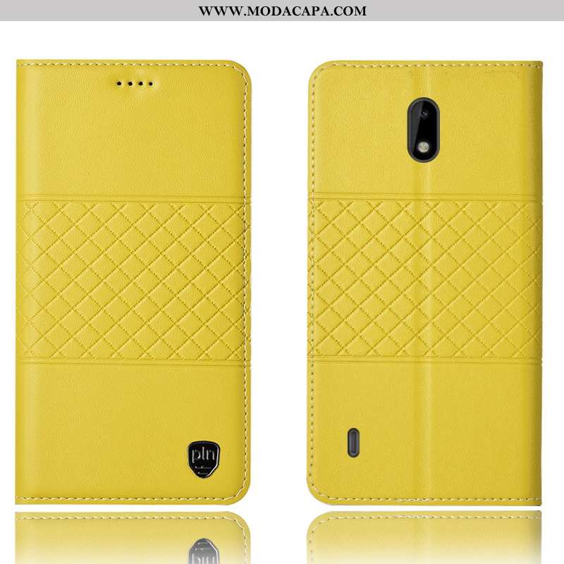 Capas Nokia 2.2 Protetoras Cases Cover Telemóvel Antiqueda Amarelo Couro Legitimo Promoção