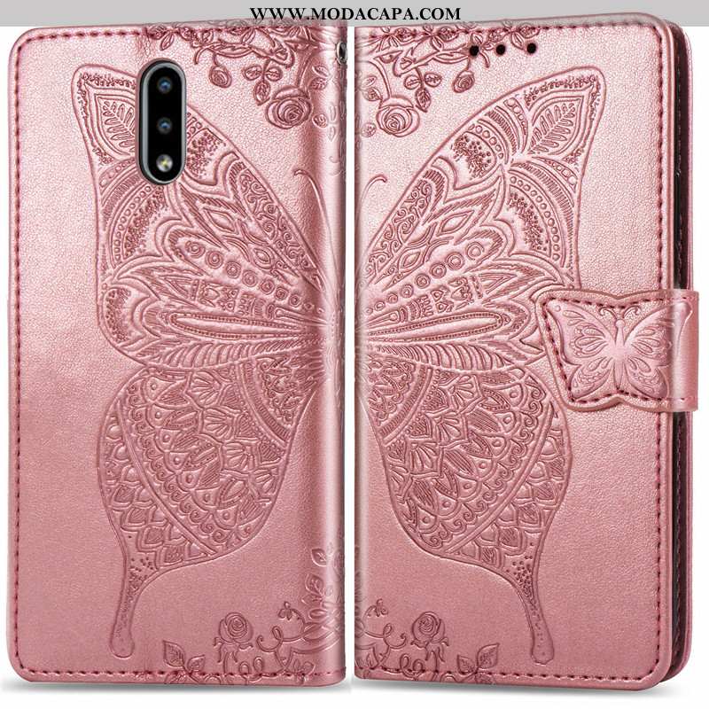 Capa Nokia 2.3 Fofas Rosa Telemóvel Protetoras Borboleta Cover Lisas Barato