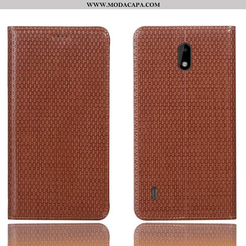 Capa Nokia 3.1 Protetoras Cover Antiqueda Telemóvel Capas Couro Legitimo Marrom Baratos