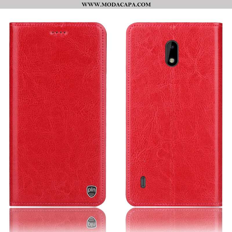 Capa Nokia 3.1 Couro Genuíno Cases Azul Escuro Capas Telemóvel Cover Protetoras Barato