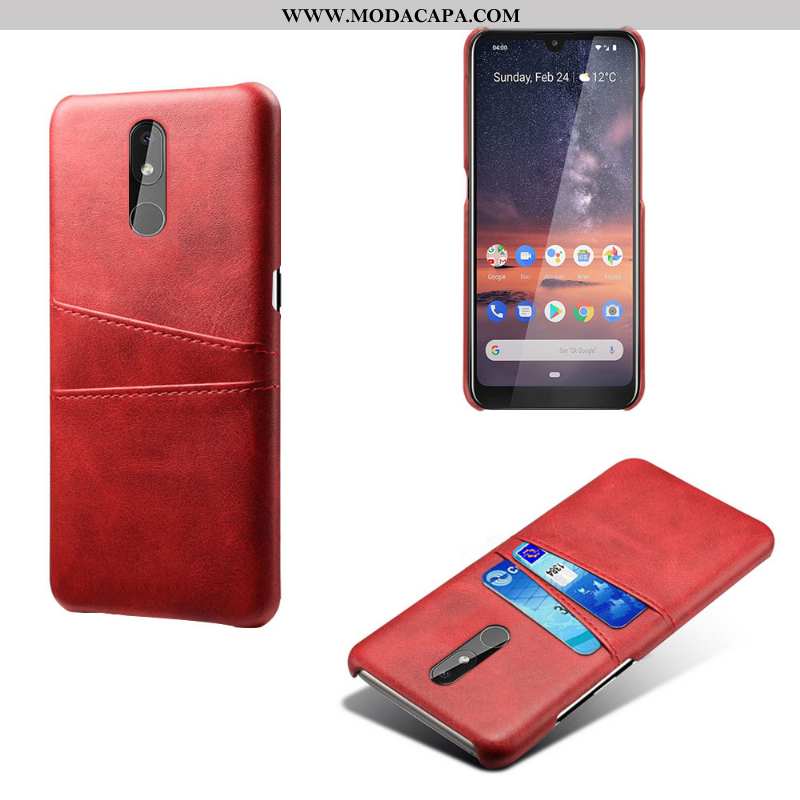 Capa Nokia 3.2 Protetoras Couro Capas Antiqueda Telemóvel Vermelho Retro Promoção