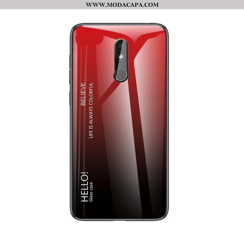 Capa Nokia 3.2 Vidro Completa Antiqueda Cases Personalizada Vermelho Protetoras Baratas