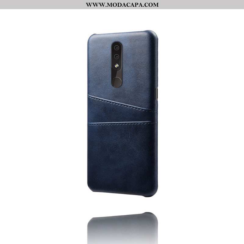 Capas Nokia 4.2 Couro Telemóvel Azul Escuro Tendencia Protetoras Antiqueda Promoção