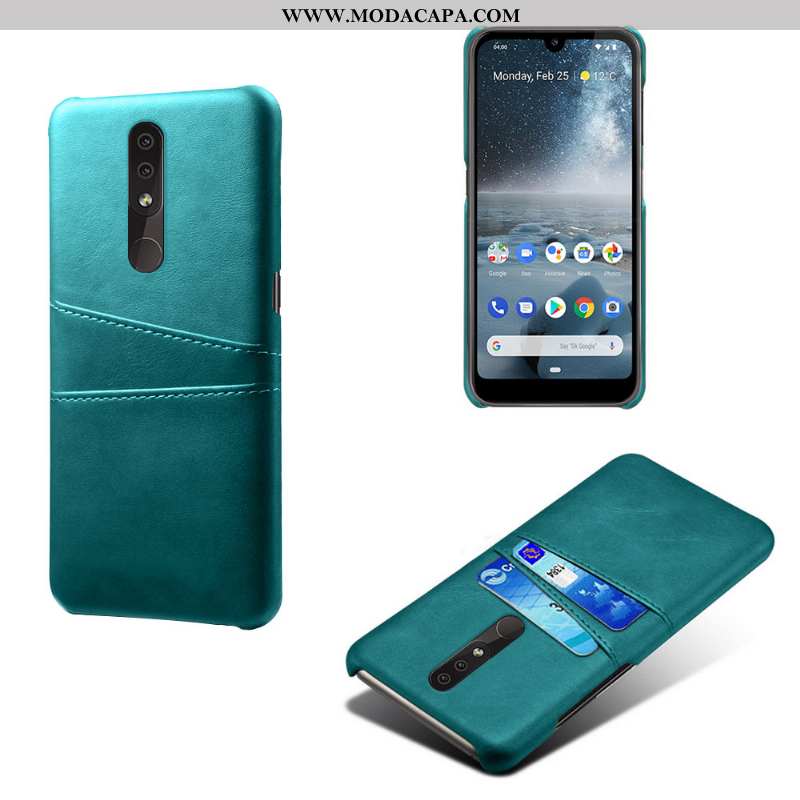 Capas Nokia 4.2 Couro Telemóvel Azul Escuro Tendencia Protetoras Antiqueda Promoção
