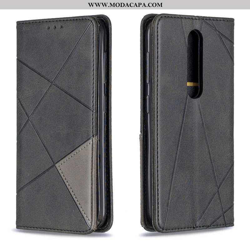 Capa Nokia 4.2 Protetoras Lisas Cordao Cases Couro Preto Minimalista Baratos