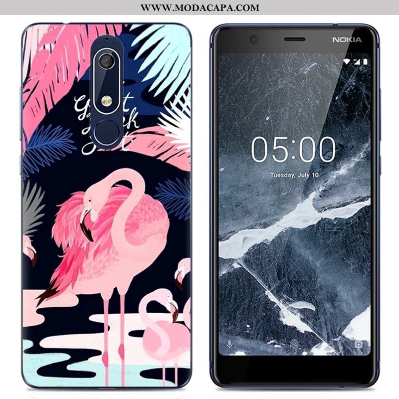 Capa Nokia 5.1 Tendencia Capas Transparente Telemóvel Criativas Cases Rosa Online