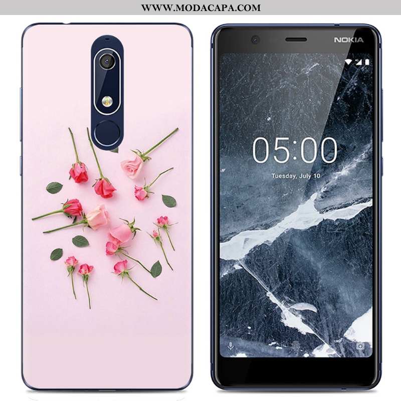 Capa Nokia 5.1 Tendencia Capas Transparente Telemóvel Criativas Cases Rosa Online