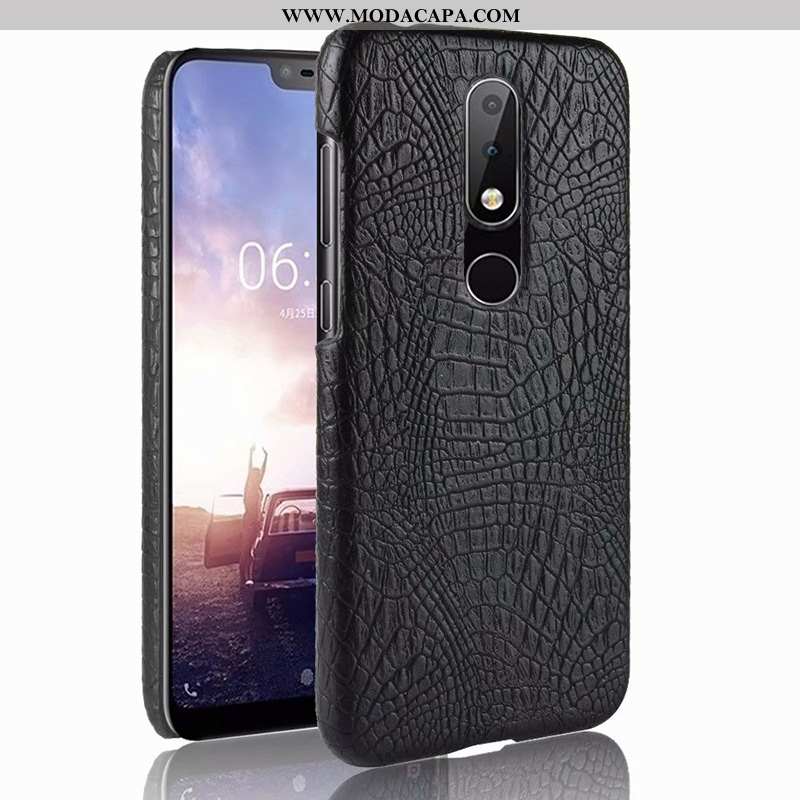 Capa Nokia 5.1 Plus Couro Crocs Capas Protetoras Laranja Telemóvel Cases Barato