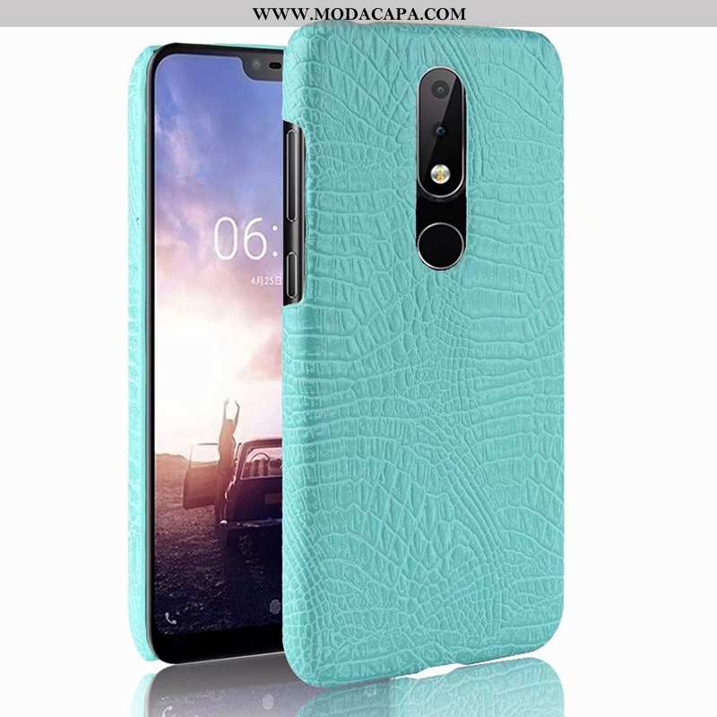 Capa Nokia 5.1 Plus Couro Crocs Capas Protetoras Laranja Telemóvel Cases Barato