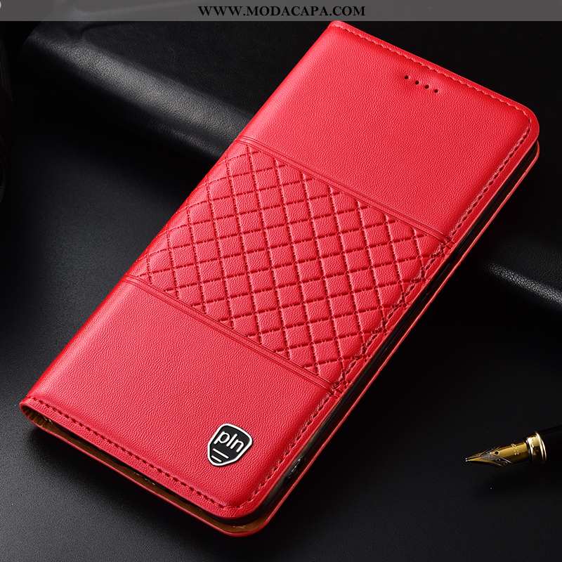 Capa Nokia 5.1 Plus Couro Legitimo Telemóvel Grade Vermelho Cases Protetoras Capas Barato