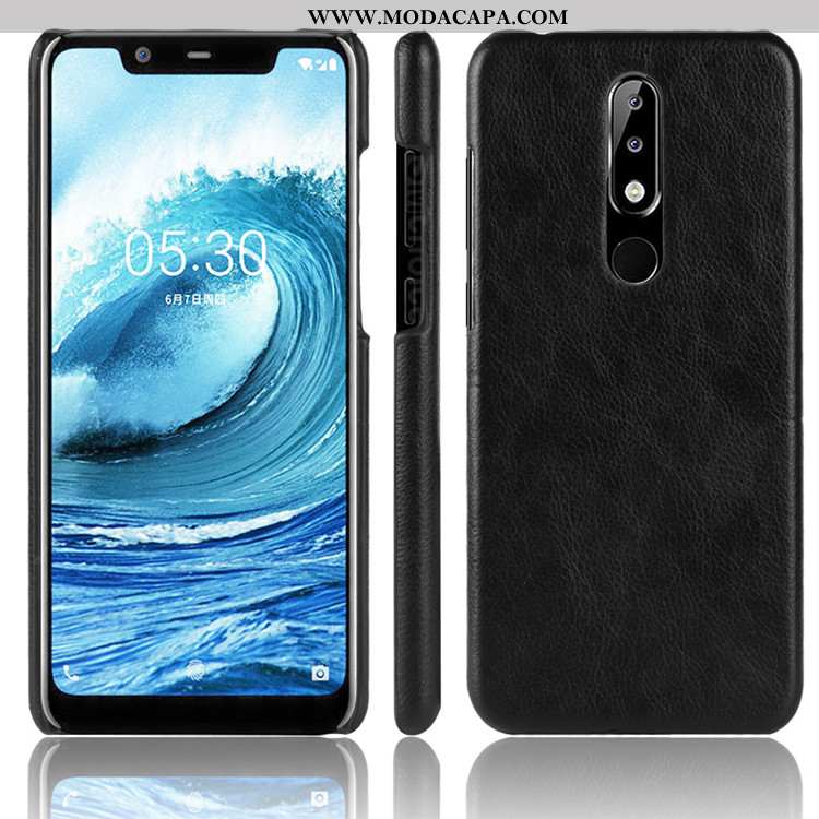 Capa Nokia 5.1 Plus Protetoras Cases Cinza Couro Resistente Capas Telemóvel Comprar