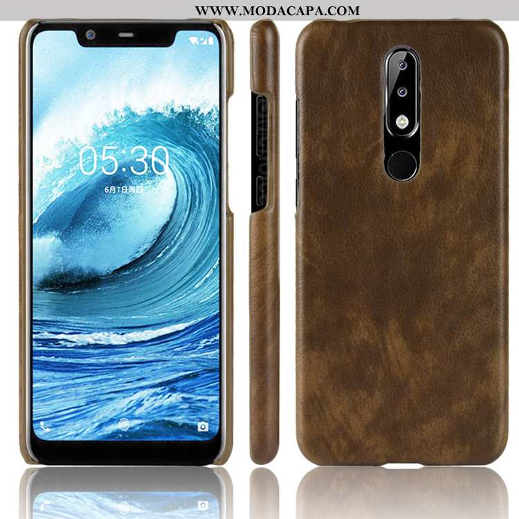 Capa Nokia 5.1 Plus Protetoras Cases Cinza Couro Resistente Capas Telemóvel Comprar