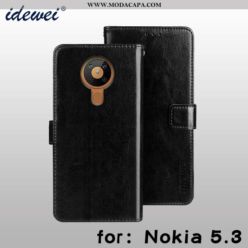 Capas Nokia 5.3 Carteira Protetoras Cases Telemóvel Marrom Cover Baratas