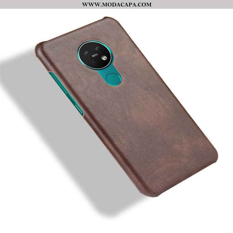 Capa Nokia 6.2 Fosco Telemóvel Couro Marrom Resistente Antiderrapante Capas Baratos