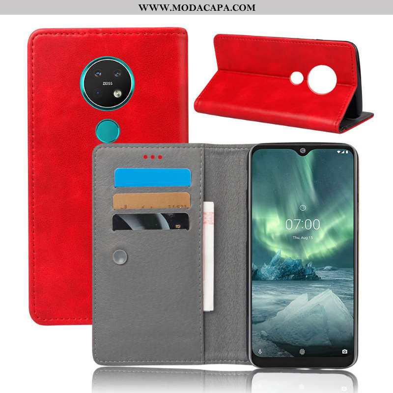 Capas Nokia 6.2 Couro Azul Escuro Telemóvel Protetoras Cases Completa Baratos