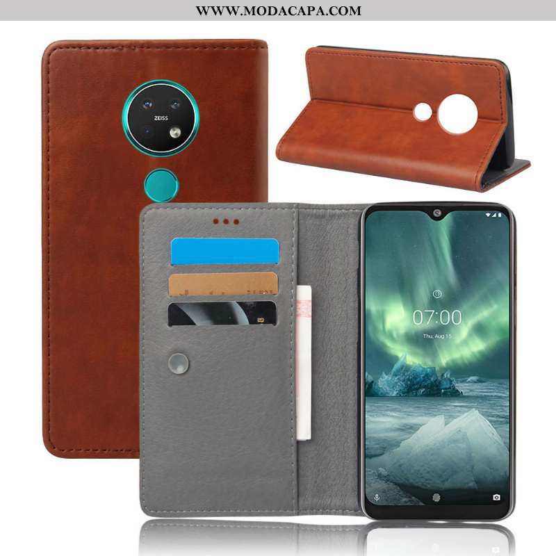 Capas Nokia 6.2 Couro Azul Escuro Telemóvel Protetoras Cases Completa Baratos