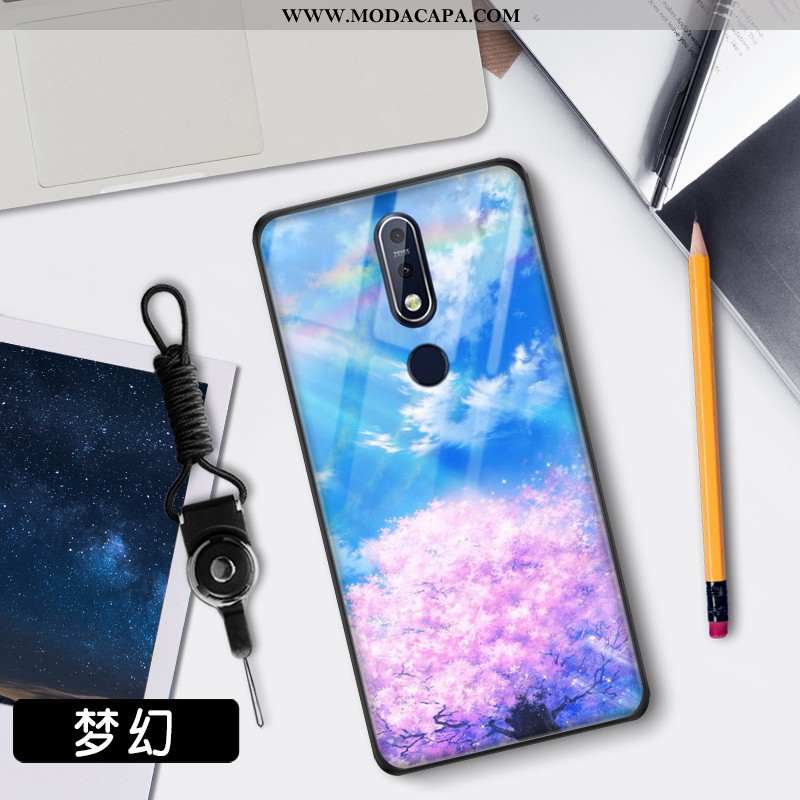 Capas Nokia 7.1 Protetoras Estrelado Vermelho Azul Malha Tendencia Telemóvel Baratas