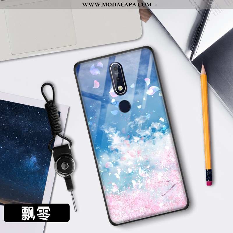 Capas Nokia 7.1 Protetoras Estrelado Vermelho Azul Malha Tendencia Telemóvel Baratas