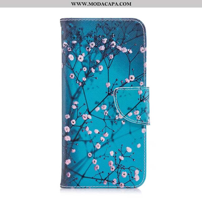 Capas Nokia 7.2 Couro Cases Telemóvel Protetoras Pintado Azul Cover Barato