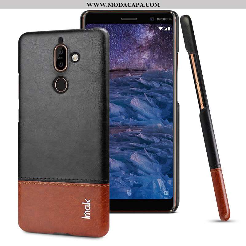 Capas Nokia 7 Plus Couro Cases Simples Telemóvel Preto Protetoras Baratas