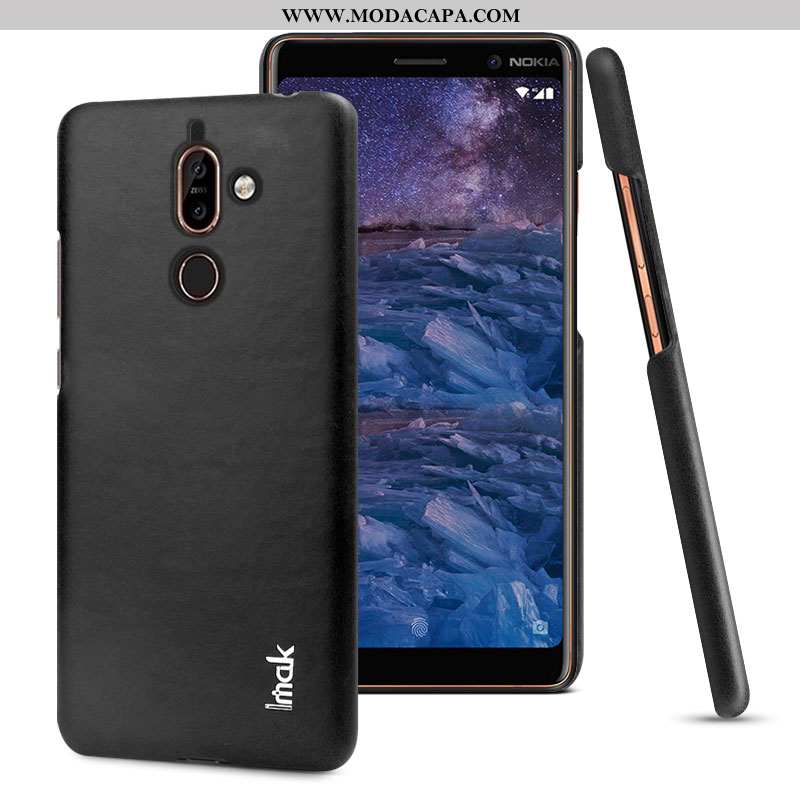 Capas Nokia 7 Plus Couro Cases Simples Telemóvel Preto Protetoras Baratas