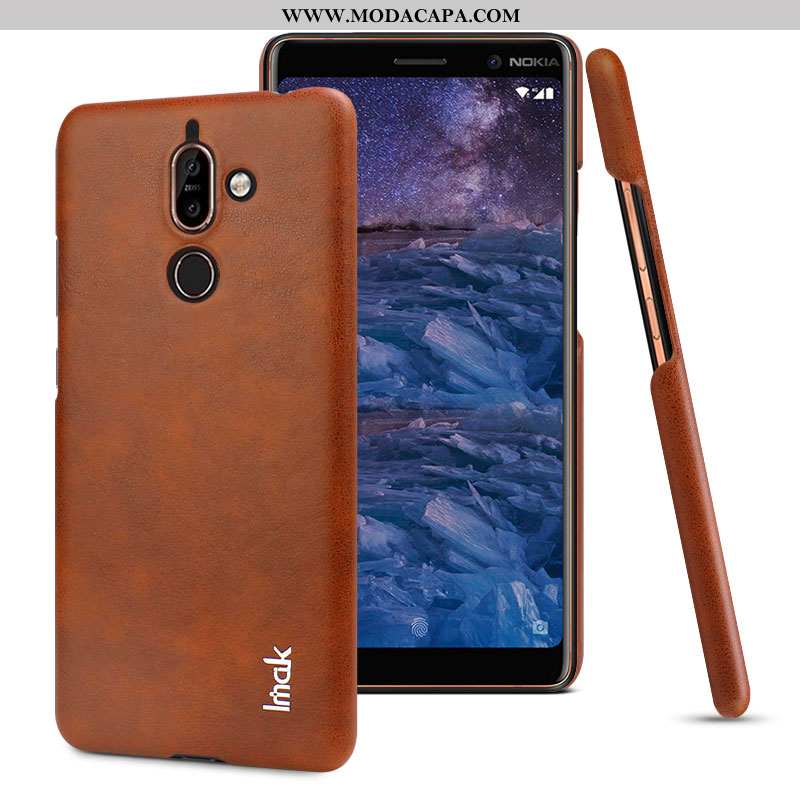 Capas Nokia 7 Plus Couro Cases Simples Telemóvel Preto Protetoras Baratas