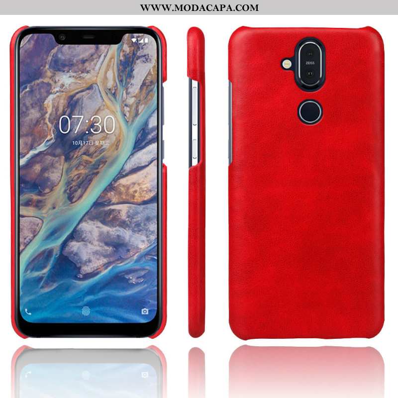 Capa Nokia 8.1 Protetoras Vermelho Cases Capas Telemóvel Couro Promoção